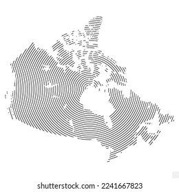 Vector Illustration of Abstract Map of Canada With Spiral Lines Isolated On Transparent background(PNG).