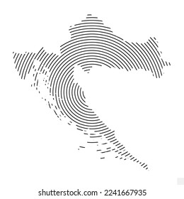 Vector Illustration of Abstract Map of Croatia With Spiral Lines Isolated On Transparent background(PNG).