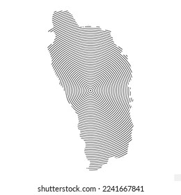 Vector Illustration of Abstract Map of Dominica With Spiral Lines Isolated On Transparent background(PNG).