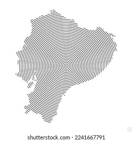 Vector Illustration of Abstract Map of Ecuador With Spiral Lines Isolated On Transparent background(PNG).