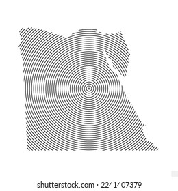 Vector Illustration of Abstract Map of Egypt With Spiral Lines Isolated On Transparent background(PNG).