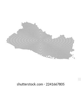 Vector Illustration of Abstract Map of El Salvador With Spiral Lines Isolated On Transparent background(PNG).