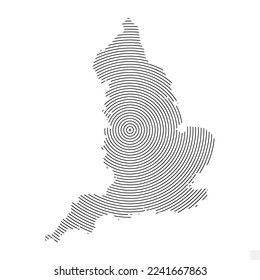 Vector Illustration of Abstract Map of England With Spiral Lines Isolated On Transparent background(PNG).