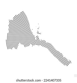 Vector Illustration of Abstract Map of Eritrea With Spiral Lines Isolated On Transparent background(PNG).
