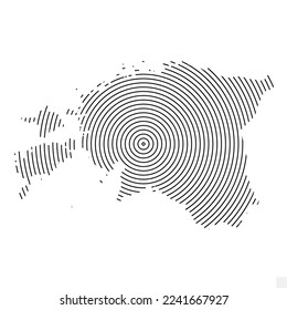Vector Illustration of Abstract Map of Estonia With Spiral Lines Isolated On Transparent background(PNG).