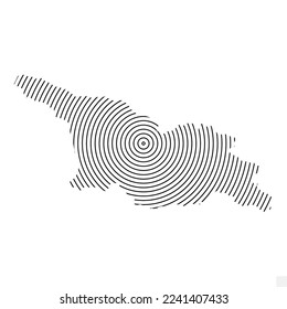 Vector Illustration of Abstract Map of Georgia With Spiral Lines Isolated On Transparent background(PNG).