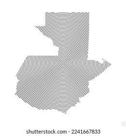 Vector Illustration of Abstract Map of Guatemala With Spiral Lines Isolated On Transparent background(PNG).