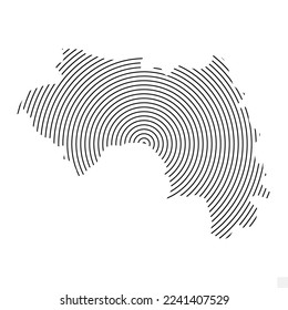 Vector Illustration of Abstract Map of Guinea With Spiral Lines Isolated On Transparent background(PNG).