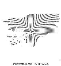 Vector Illustration of Abstract Map of Guinea-Bissau With Spiral Lines Isolated On Transparent background(PNG).