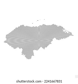 Vector Illustration of Abstract Map of Honduras With Spiral Lines Isolated On Transparent background(PNG).