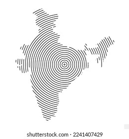 Vector Illustration of Abstract Map of India With Spiral Lines Isolated On Transparent background(PNG).