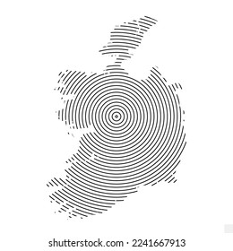 Vector Illustration of Abstract Map of Ireland With Spiral Lines Isolated On Transparent background(PNG).