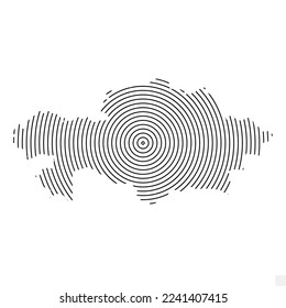 Vector Illustration of Abstract Map of Kazakhstan With Spiral Lines Isolated On Transparent background(PNG).