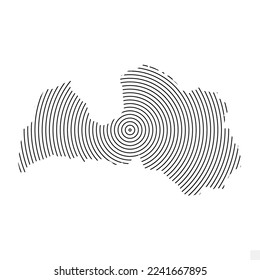 Vector Illustration of Abstract Map of Latvia With Spiral Lines Isolated On Transparent background(PNG).