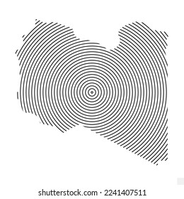 Vector Illustration of Abstract Map of Libya With Spiral Lines Isolated On Transparent background(PNG).