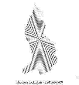 Vector Illustration of Abstract Map of Liechtenstein With Spiral Lines Isolated On Transparent background(PNG).