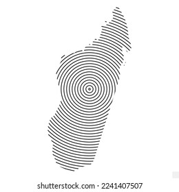 Vector Illustration of Abstract Map of Madagascar With Spiral Lines Isolated On Transparent background(PNG).