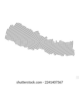 Vector Illustration of Abstract Map of Nepal With Spiral Lines Isolated On Transparent background(PNG).