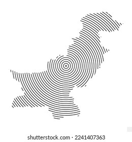 Vector Illustration of Abstract Map of Pakistan With Spiral Lines Isolated On Transparent background(PNG).