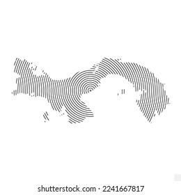 Vector Illustration of Abstract Map of Panama With Spiral Lines Isolated On Transparent background(PNG).