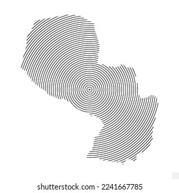 Vector Illustration of Abstract Map of Paraguay With Spiral Lines Isolated On Transparent background(PNG).