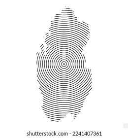 Vector Illustration of Abstract Map of Qatar With Spiral Lines Isolated On Transparent background(PNG).