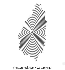 Vector Illustration of Abstract Map of Saint Lucia With Spiral Lines Isolated On Transparent background(PNG).
