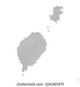 Vector Illustration of Abstract Map of Sao Tome and Principe With Spiral Lines Isolated On Transparent background(PNG).