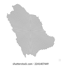 Vector Illustration of Abstract Map of Saudi Arabia With Spiral Lines Isolated On Transparent background(PNG).