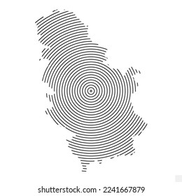 Vector Illustration of Abstract Map of Serbia With Spiral Lines Isolated On Transparent background(PNG).