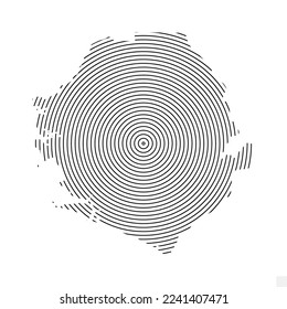 Vector Illustration of Abstract Map of Sierra Leone With Spiral Lines Isolated On Transparent background(PNG).