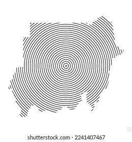 Vector Illustration of Abstract Map of Sudan With Spiral Lines Isolated On Transparent background(PNG).
