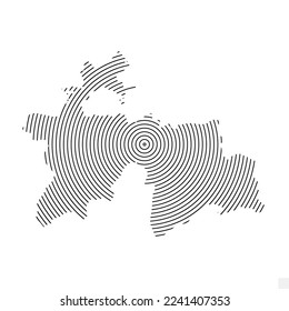 Vector Illustration of Abstract Map of Tajikistan With Spiral Lines Isolated On Transparent background(PNG).