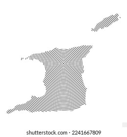 Vector Illustration of Abstract Map of Trinidad and Tobago  With Spiral Lines Isolated On Transparent background(PNG).