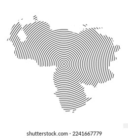 Vector Illustration of Abstract Map of Venezuela With Spiral Lines Isolated On Transparent background(PNG).