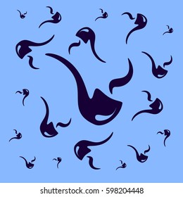 Vector illustration with abstract masculine attributes on the color background. Hipster style. The art of a true gentleman. Smoke, smoking pipe different sizes on a colored background.