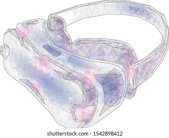 Vector illustration abstract mash line low poly polygonal geometric shapes wireframe virtual reality headset helmet glasses. High tech VR and gaming industry concept