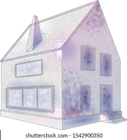 Vector illustration abstract mash line low poly polygonal geometric shapes wireframe Modern trendy Scandinavian minimalist private home. Concept of construction and architecture.