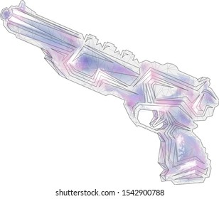 Vector illustration abstract mash line low poly polygonal geometric shapes wireframe Fantastic pistol. The concept of weapons of the future.