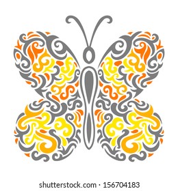 Vector illustration of Abstract mehndi tattoo butterfly