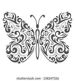 Vector illustration of Abstract mehndi tattoo butterfly