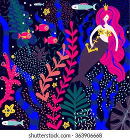 vector illustration of an abstract mermaid