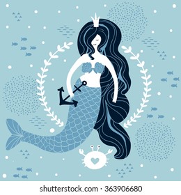 vector illustration of an abstract mermaid