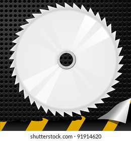 Vector illustration of abstract metal background with a circular saw