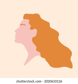 Vector illustration. Vector abstract minimalistic portrait of a woman . Women's profile.
