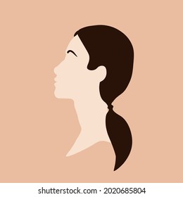 Vector illustration. Vector abstract minimalistic portrait of a woman . Women's profile.