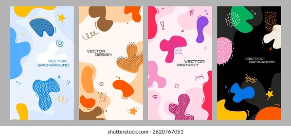 Vector illustration. Abstract modern contemporary style background. Dynamic composition of drawn fluid twisted elements. Design for vertical wallpapers, flyer, coupon, voucher, leaflet