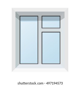 Vektorillustration Illustration abstrakter, moderner Kunststofffenster. Realistisches Bild von einzeln auf weißem Hintergrund.