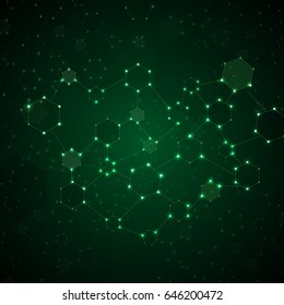Vector illustration of  Abstract Molecule DNA glowing background