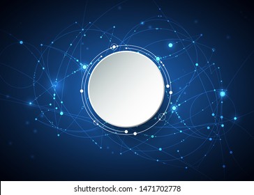 Vector illustration abstract molecules and communication, social media technology concept with 3D paper label circles design and space for your content, business, social media,network and web design